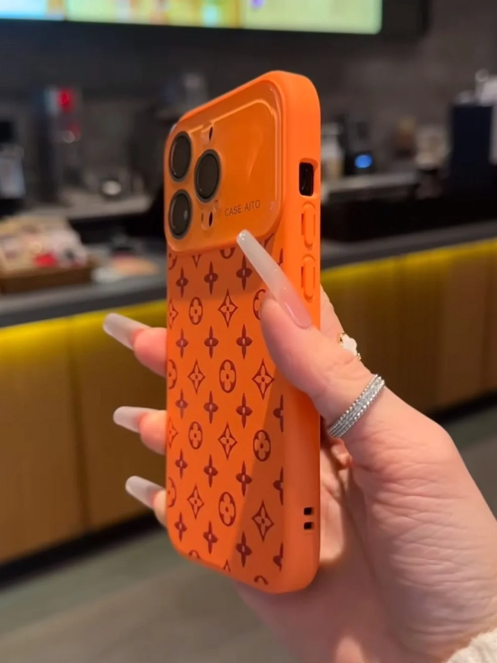 iPhone 17 Pro Max Orange Dopamine Case | Soft Silicone Monogram Style 🧡